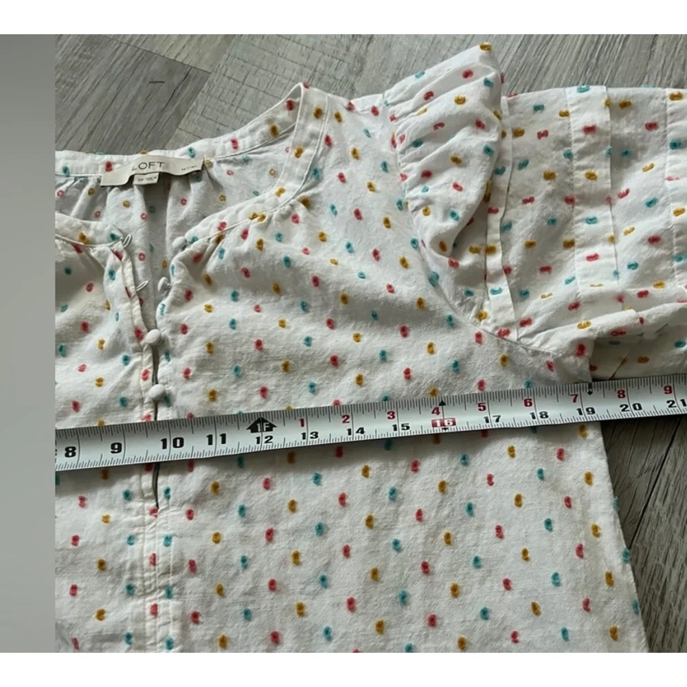 Loft clip dot puff sleeve shirt small petite